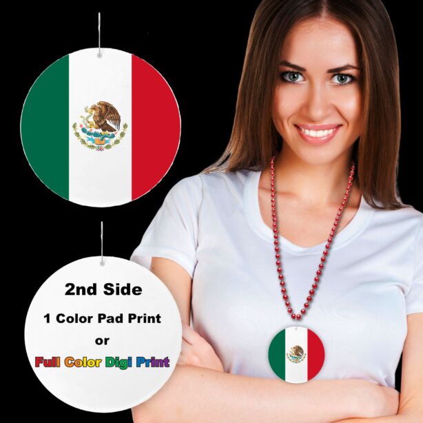 Mexican Flag Plastic Medallions<br>2 1/2"</br>