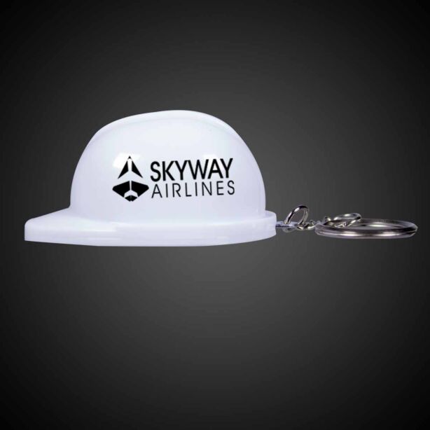 White Plastic Construction Hat Bottle Opener Key Chains
