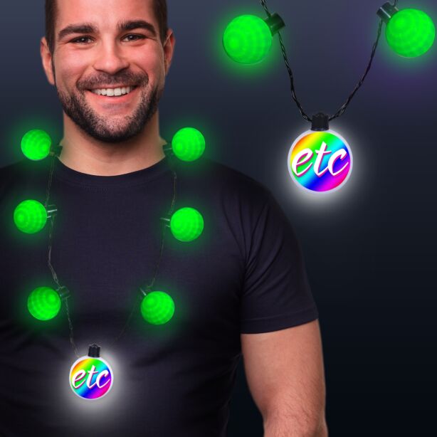 Green LED Medallion Ball Necklace 