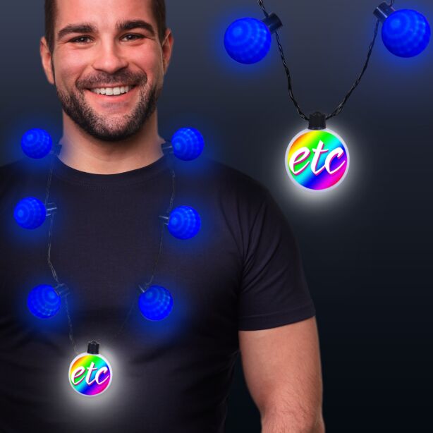 Blue LED Medallion Ball Necklace 