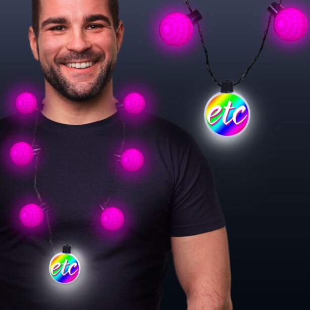 Pink LED Medallion Ball Necklace 