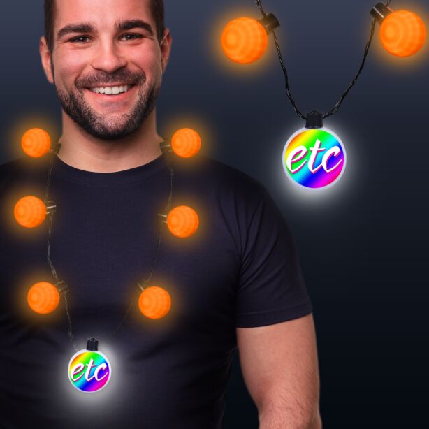 Orange LED Medallion Ball Necklace 