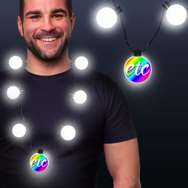 White LED Medallion Ball Necklace 