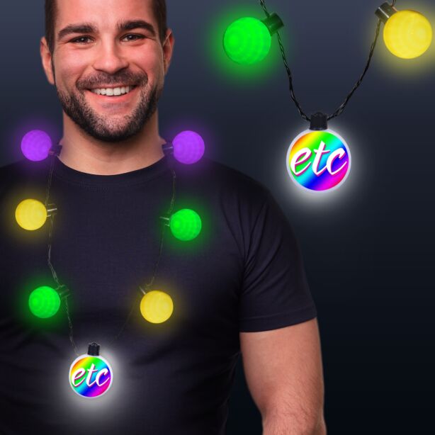 Mardi Gras LED Medallion Ball Necklace 