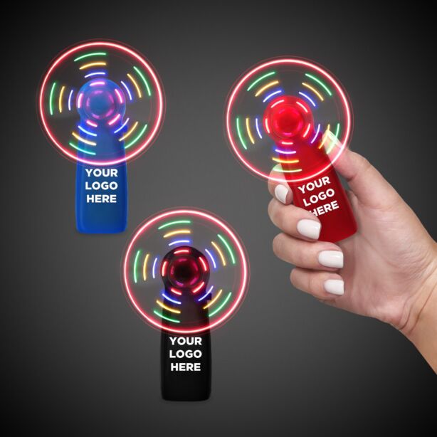 4" Light Up Hand Held Imprintable Fans - Variety of Colors 
