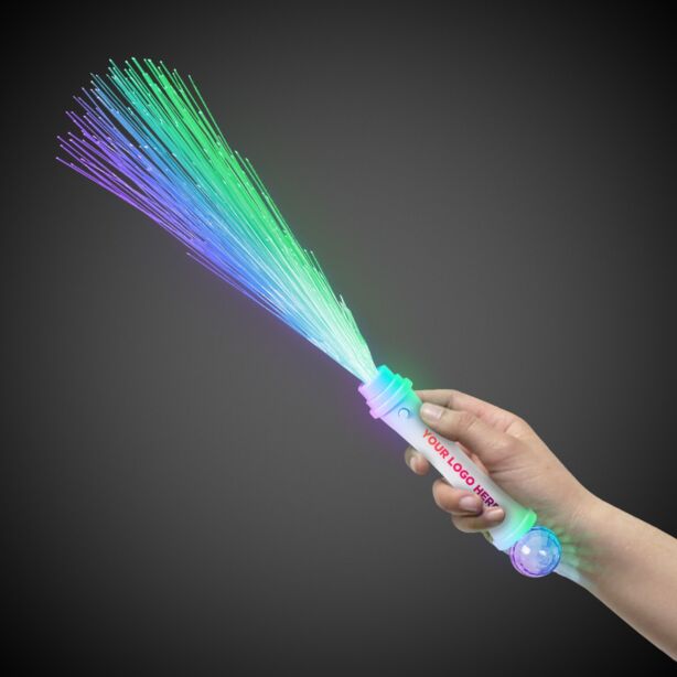 White Fiber Optic Wand with Strobe - 15 Inch