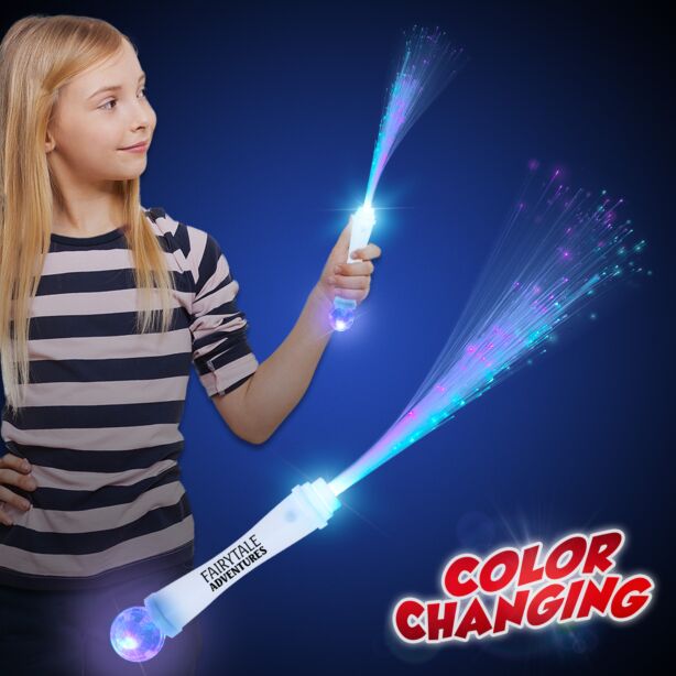 White Fiber Optic Wand with Strobe - 15 Inch