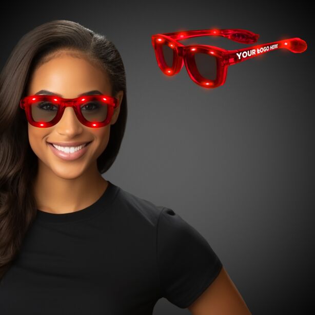 Red LED Classic Retro Sunglasses with Sound Option 