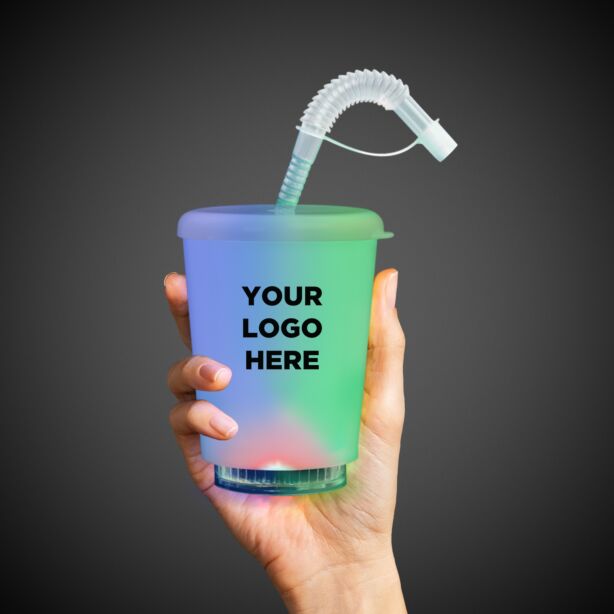 12 oz LED Cup with Lid and Straw 