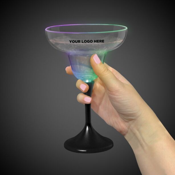 LED Margarita w/ Black Stem & Clear Top