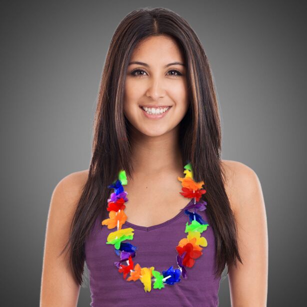 Rainbow Flower Lei - 40"