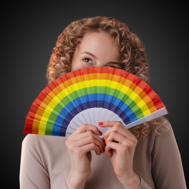 9" Rainbow Folding Fans