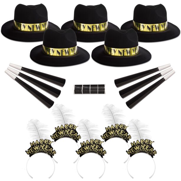 Golden Midnight New Year's Eve Party Kit for 50 People 