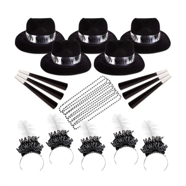 Silver Midnight New Year's Eve Party Kit for 50 People 