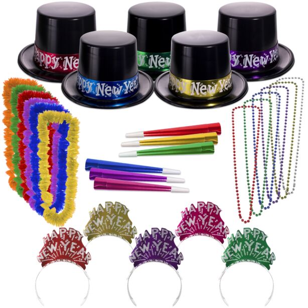Midnight Metallic New Year's Eve Party Kit for 50 People 