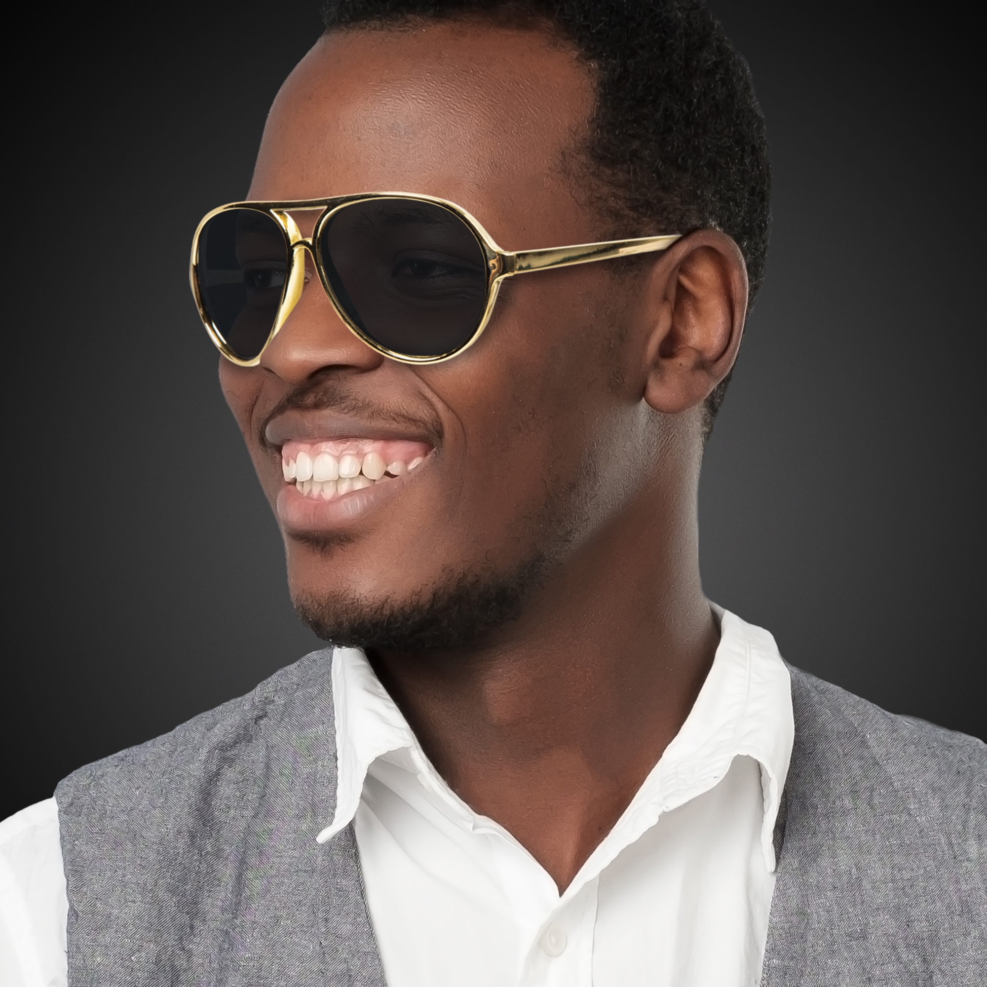 Gold Metallic Aviator Sunglasses