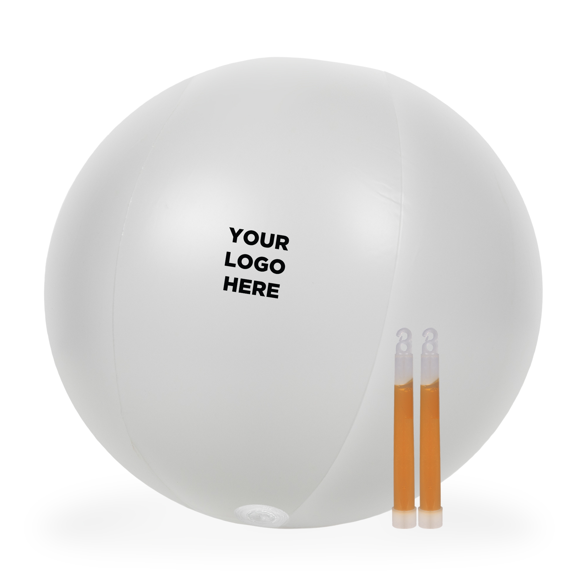 24 Inch Inflatable Beach Ball with 2 - 6 Inch YELLOW Glow Sticks