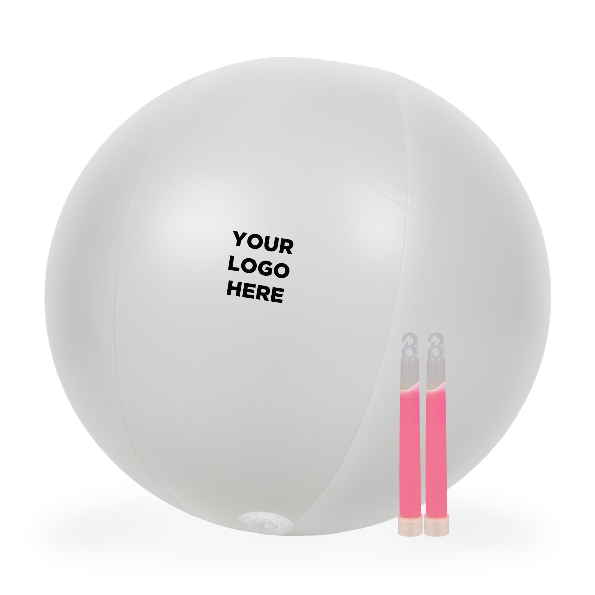 24 Inch Inflatable Beach Ball with 2 - 6 Inch PURPLE Glow Sticks