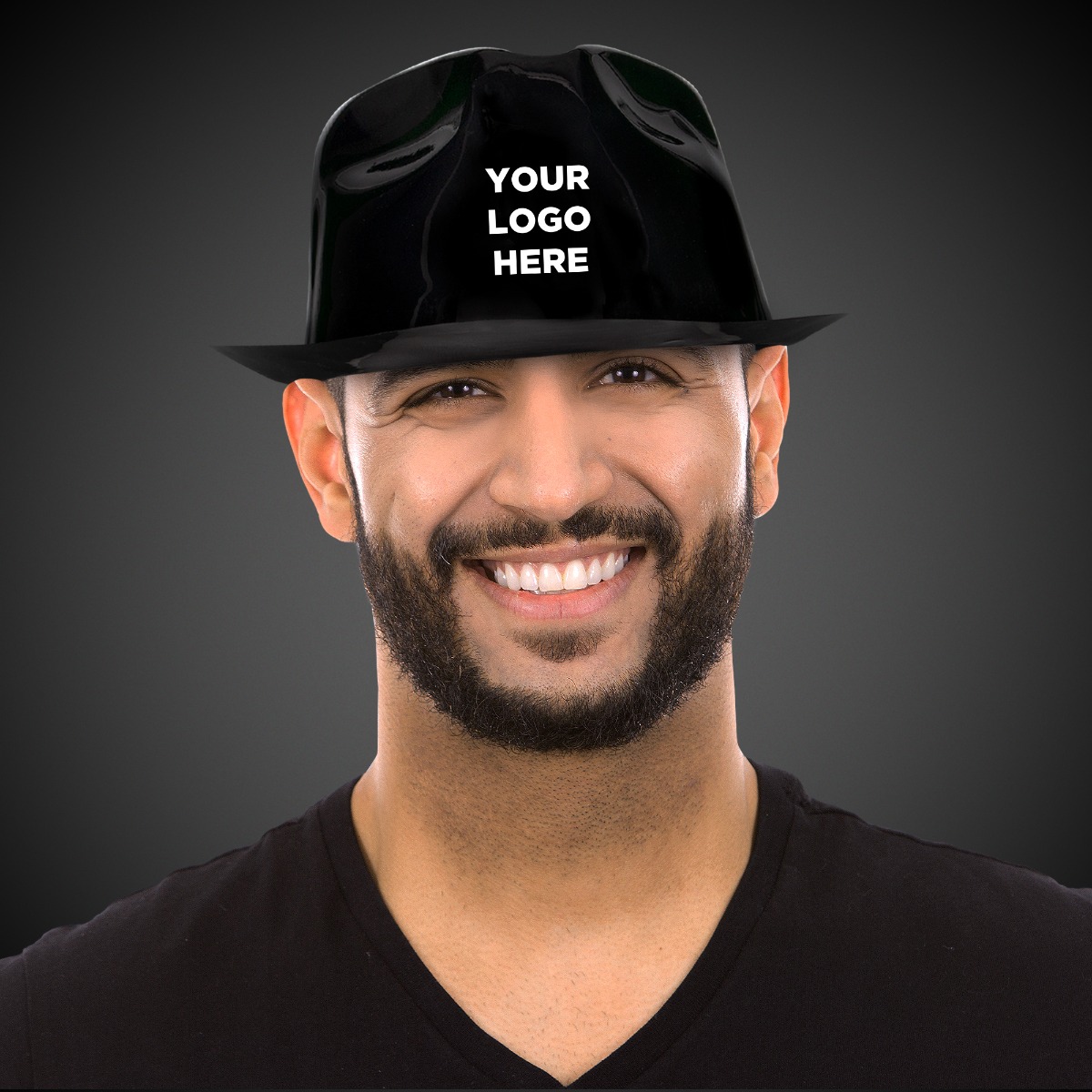 Black Plastic Fedora Hat