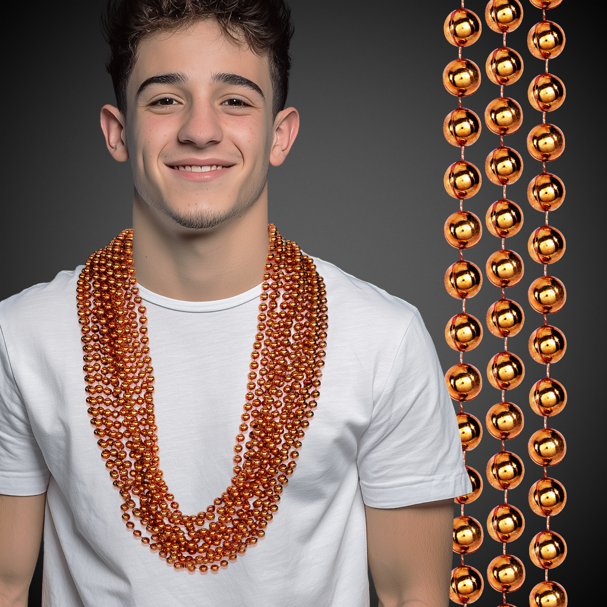 Metallic Orange Mardi Gras Beads