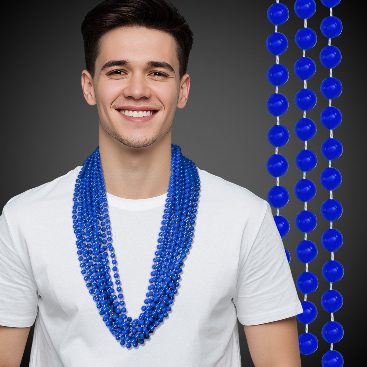 Solid Blue Mardi Gras Beads
