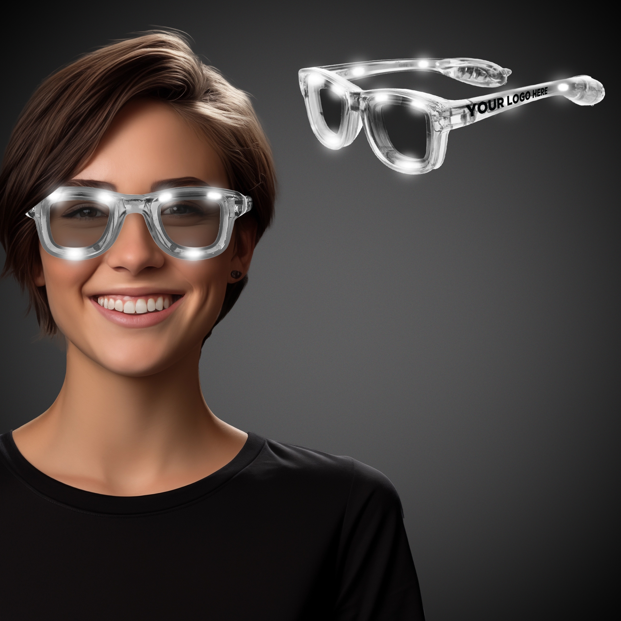 White LED Classic Retro Sunglasses with Sound Option