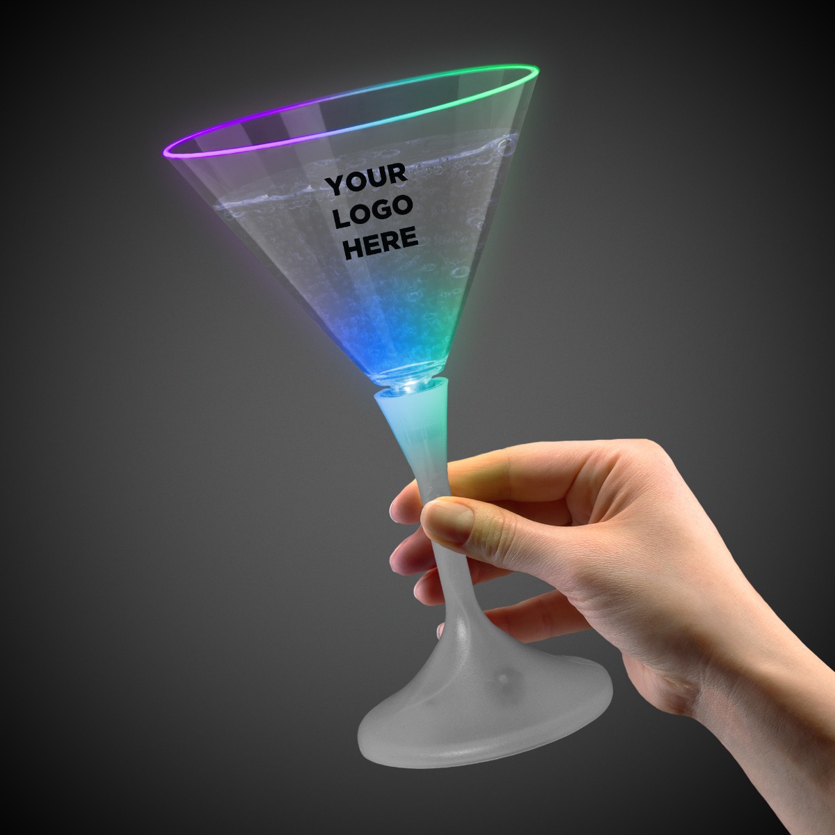 Light Up Martini with White Stem and Clear Top - 7 Ounce