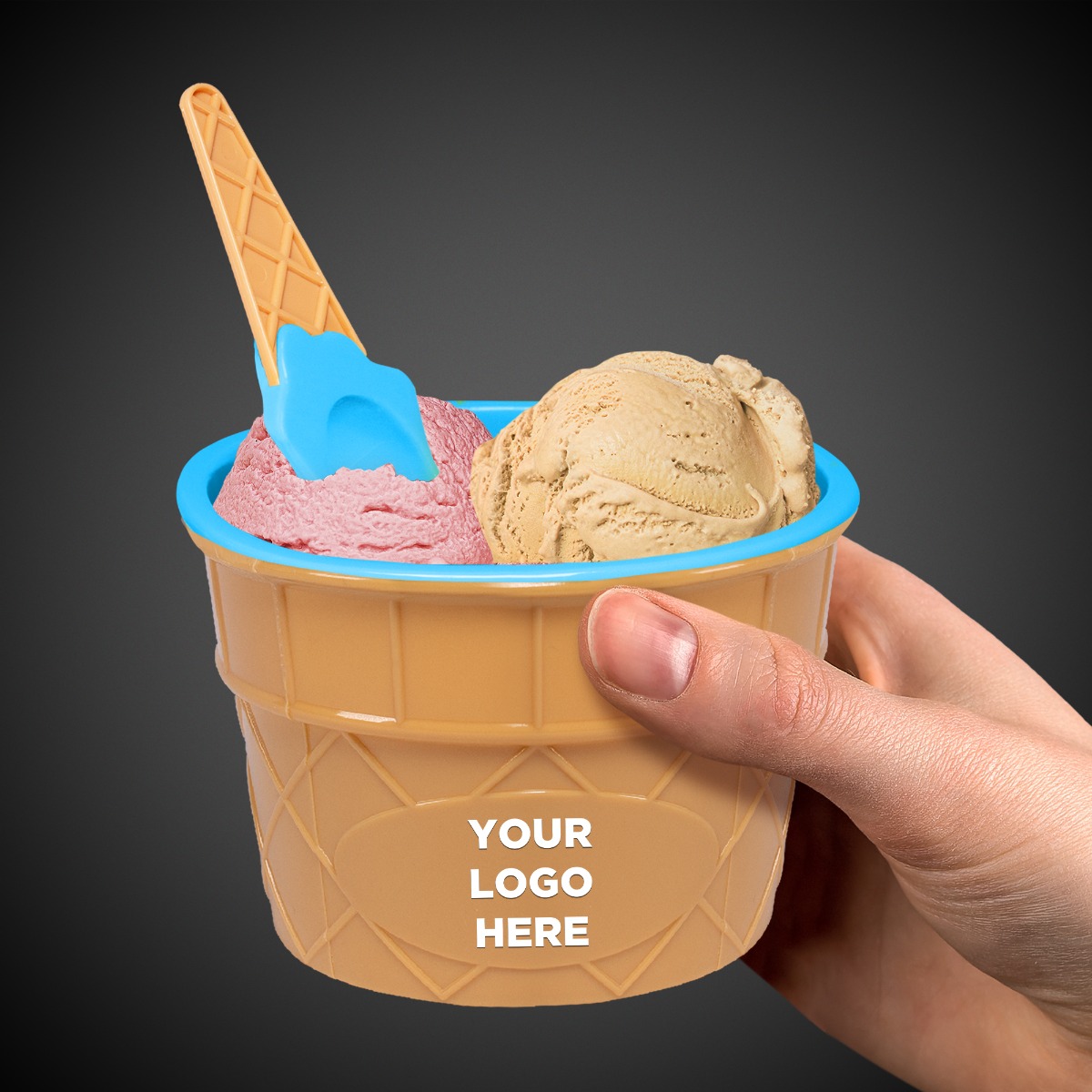 6oz Blue Ice Cream Bowl and Spoon Sets